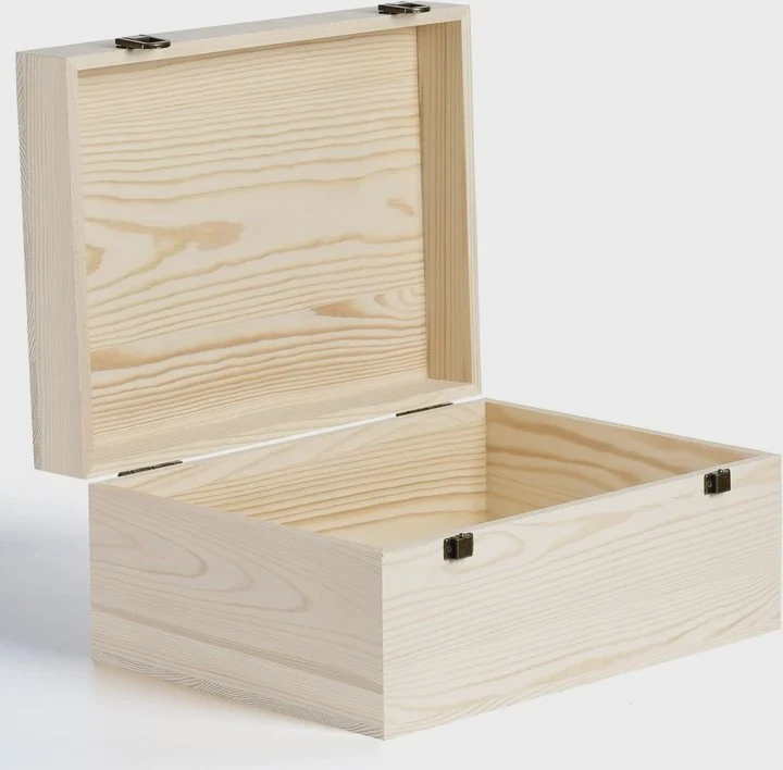 Large Pine Wood Box With Lid