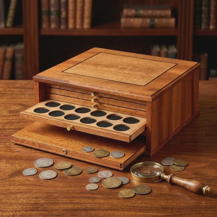 Custom Walnut Coin Display Box
