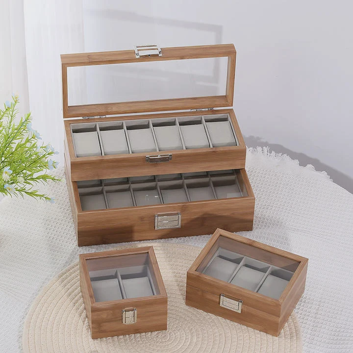Bamboo Pattern Wooden Watch Display Box