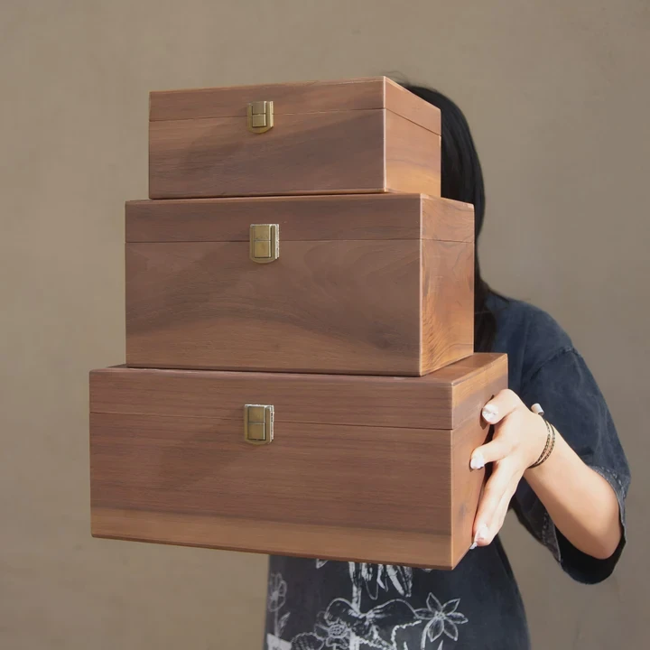 Wooden Storage Box With Metal Latch