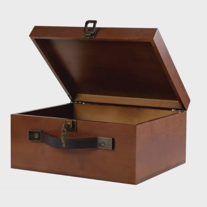 Large Wooden Keepsake Box With Locking Lid