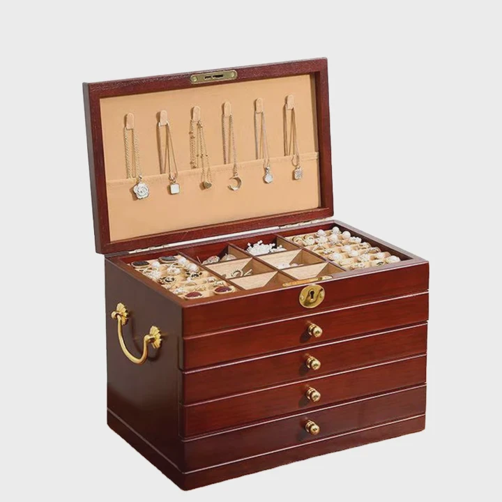 Solid Wood Jewelry Organizer Box With Foam