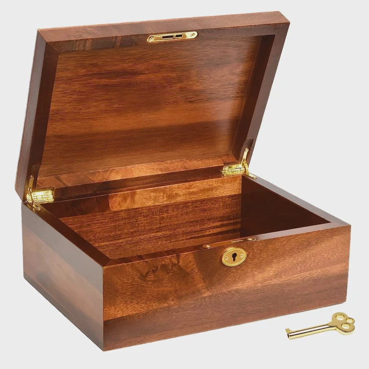Polished Wooden Keepsake Box With Lid