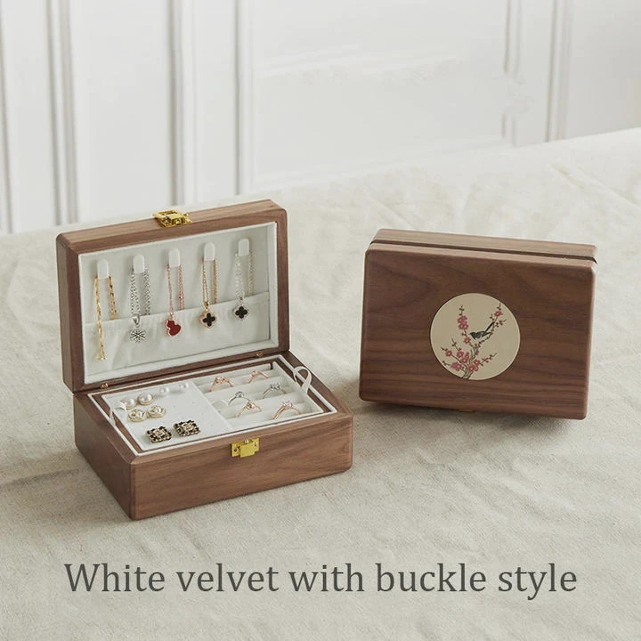 Black Walnut Wooden Jewelry Box With Lock