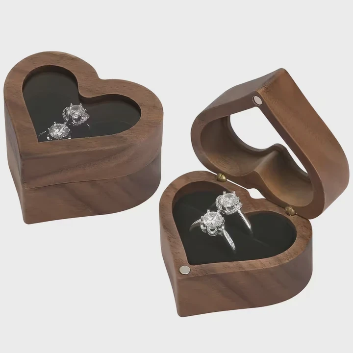 Wooden Jewelry Display Box With Clear Lid