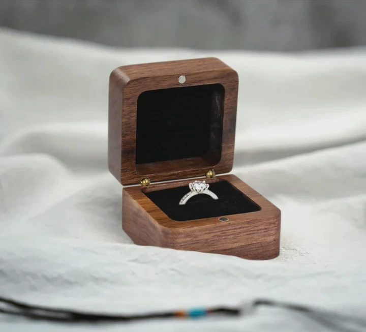 Mini Wooden Engagement Ring Box