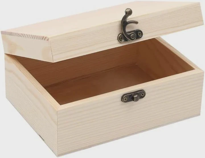 Unfinished Wooden Storage Box With Lid