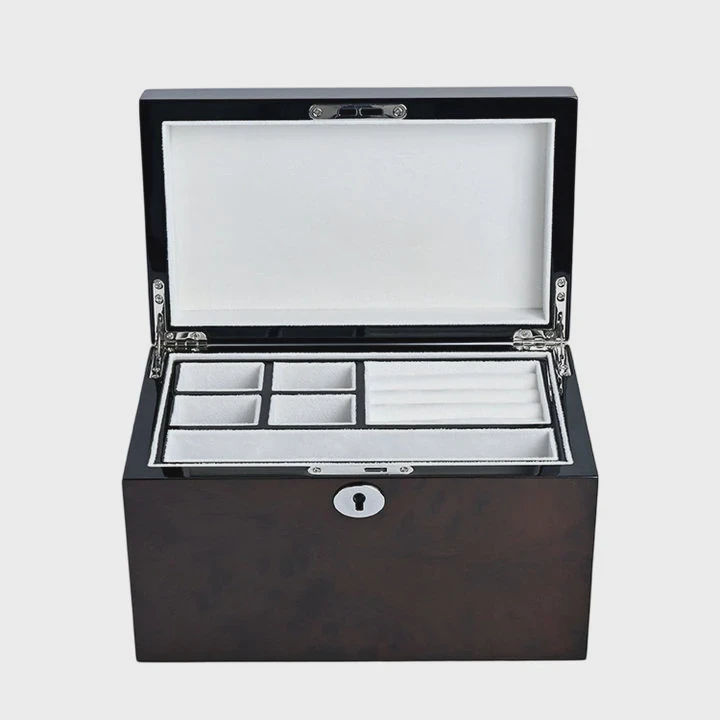 Custom Black Glossy Wooden Jewelry Box