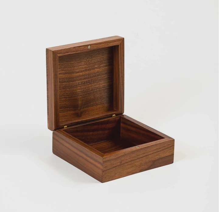 Small Wooden Storage Box With Hinged Lid