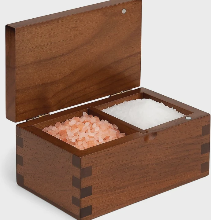 Wooden Spice Box With Magnetic Flip Lid