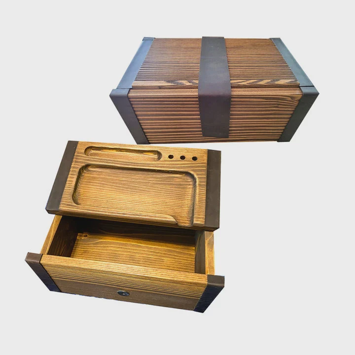 Leather And Wood Storage Organizer Box