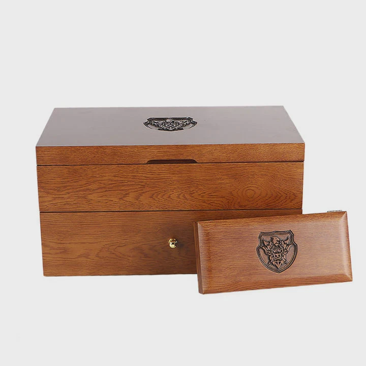 Custom Double Deck Wooden Storage Box