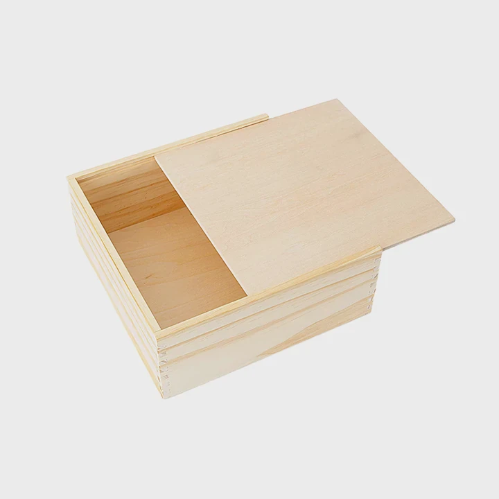 Custom Pine Wood Gift Box With Sliding Lid