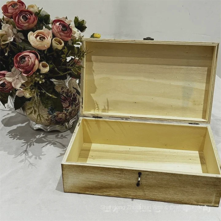Vintage Wooden Storage Box With Lock