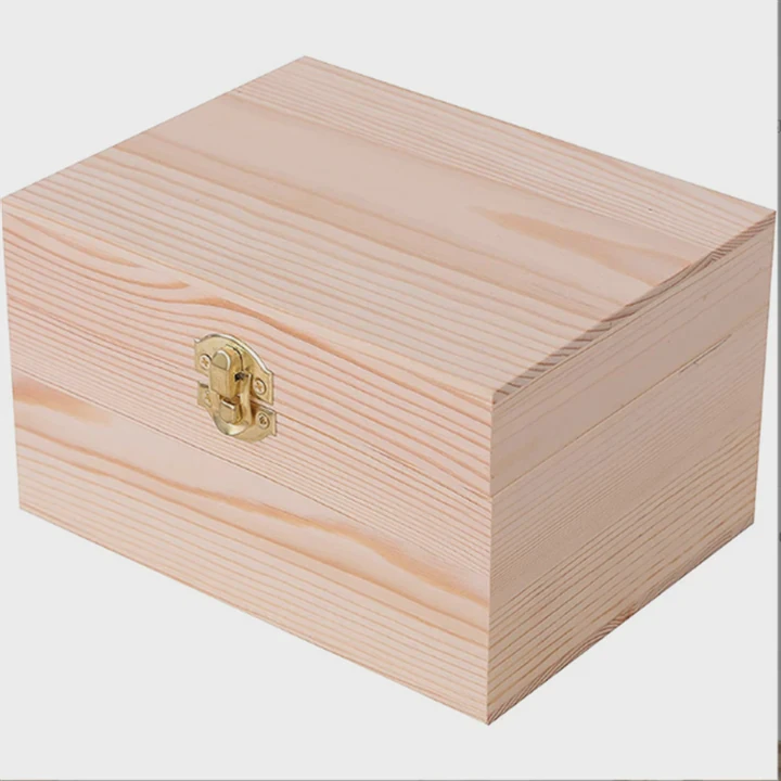 Unpainted Pine Wooden Craft Box