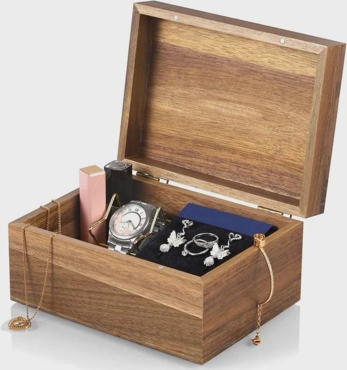 Acacia Wood Memory Box With Hinged Lid
