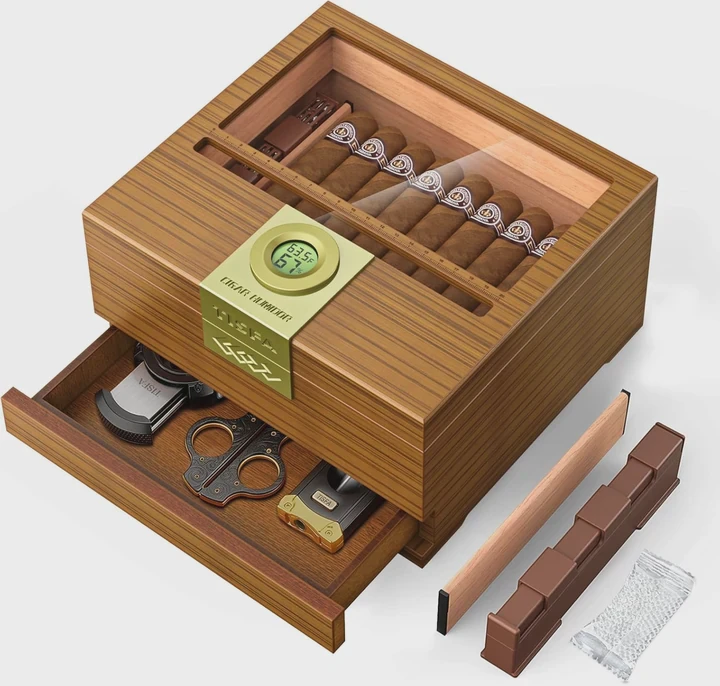 Wooden Cigar Humidor With Hygrometer