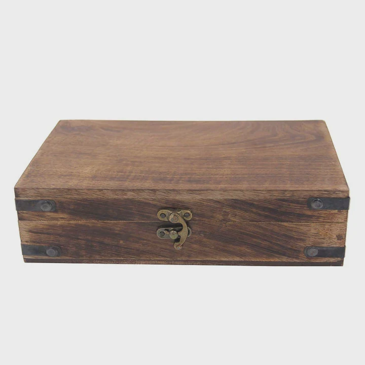 Vintage Burnt Wood Trinket Gift Box