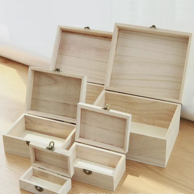 Unpainted Paulownia Wooden Jewelry Box