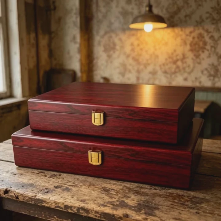 Walnut Wooden Storage Box With Velvet Lining