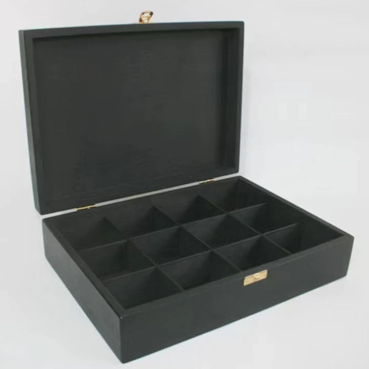 12 Compartment Solid Wood Tea Box