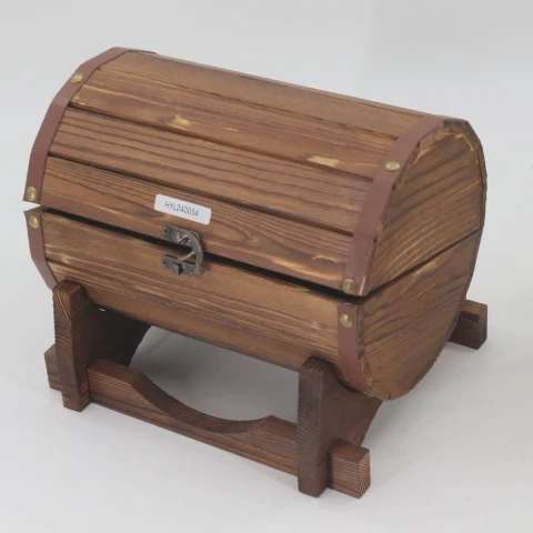 Wood Leather Treasure Chest