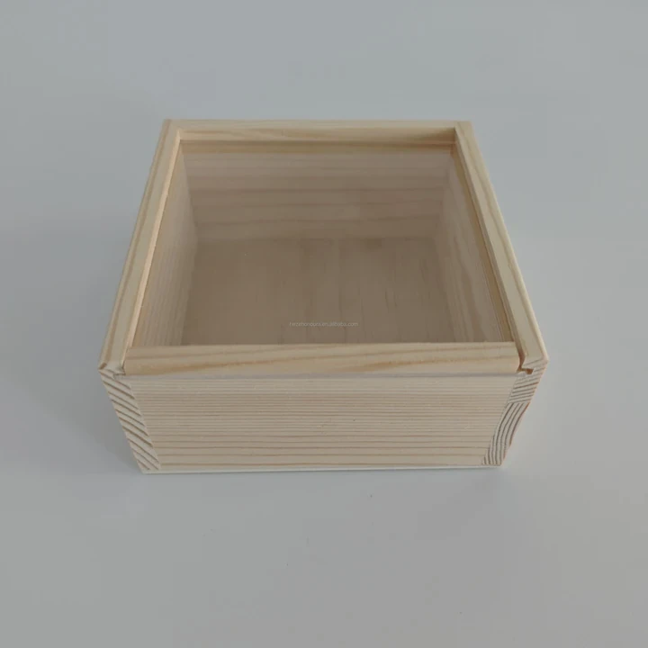 Acrylic Lid Pine Storage Box